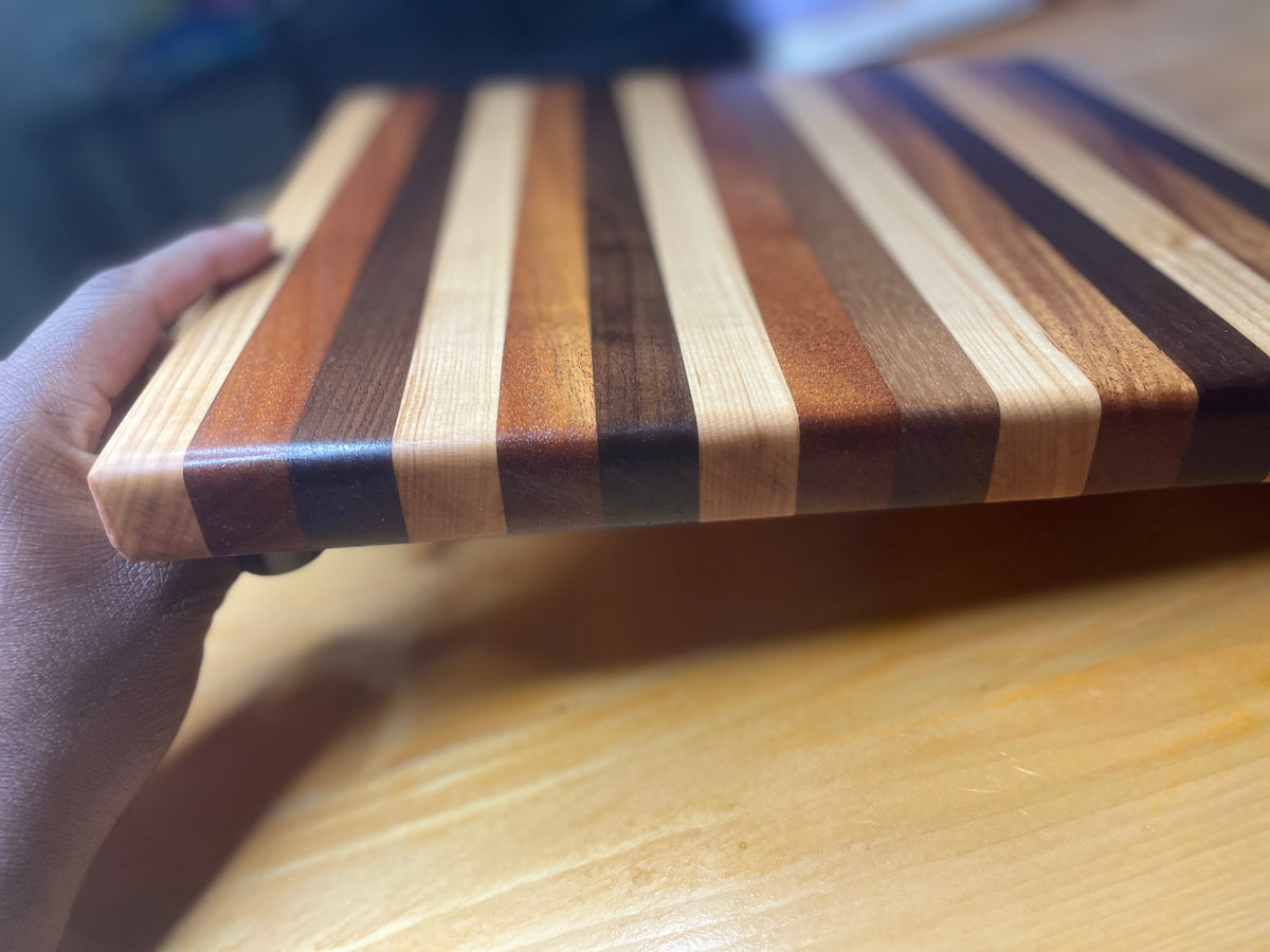 Maple, Cherry and Walnut with Handle Cutting Board