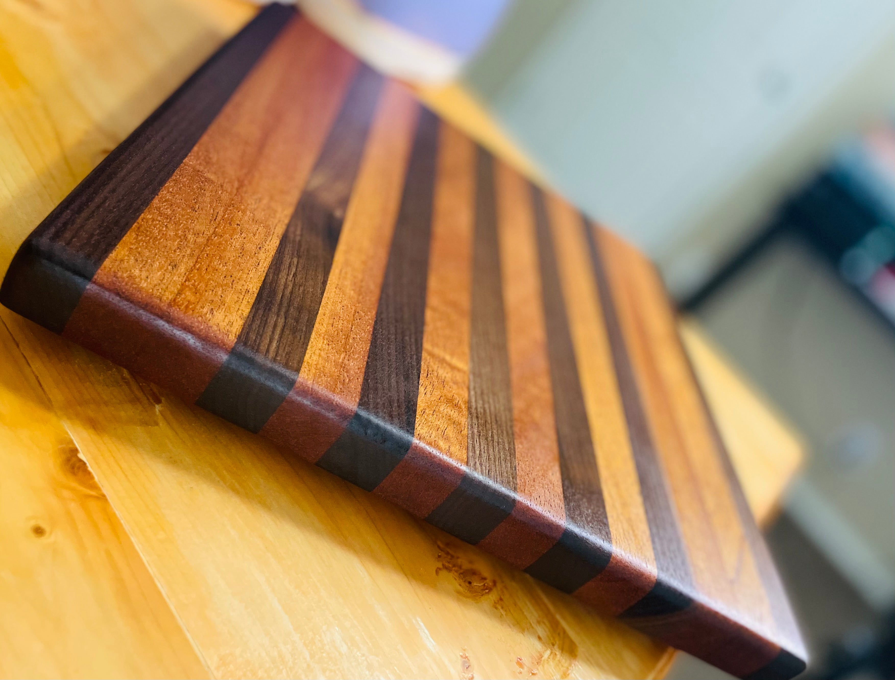 12x12 1 1/8 inch Thick More Walnut than Mahogany HardWood Cutting Board